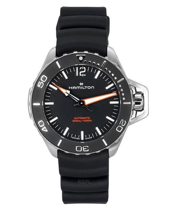 Hamilton Khaki Navy Frogman kumihihna musta kellotaulu automaattinen sukeltaja H77455330 300M miesten kello