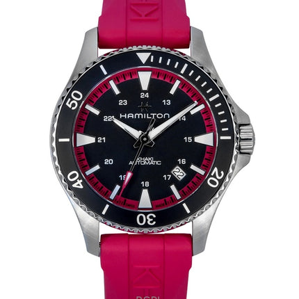 Hamilton Khaki Navy Scuba Pink Kumihihna Musta Kellotaulu Automaattinen H82395330 100M Unisex kello