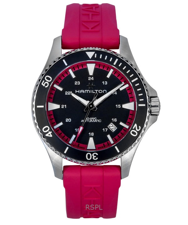 Hamilton Khaki Navy Scuba Pink Kumihihna Musta Kellotaulu Automaattinen H82395330 100M Unisex kello