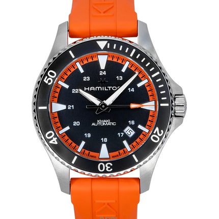 Hamilton Khaki Navy Scuba Oranssi Kumihihna Musta Kellotaulu H82395331 100M Miesten kello