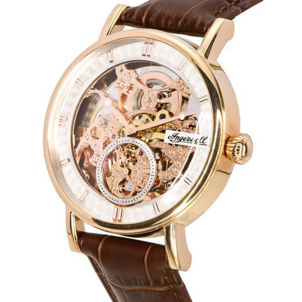 Ingersoll The Herald nahkaranneke Rose Gold luurankokellotaulu automaattinen I00401B miesten kello