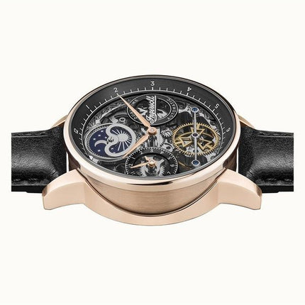 Ingersoll The Jazz Moon Phase nahkaranneke musta luuranko kellotaulu I07705 miesten kello