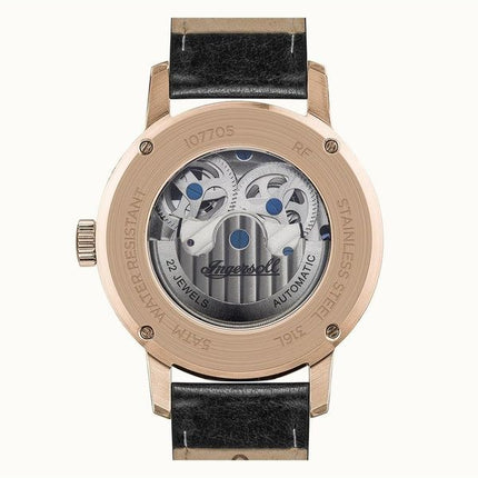 Ingersoll The Jazz Moon Phase nahkaranneke musta luuranko kellotaulu I07705 miesten kello