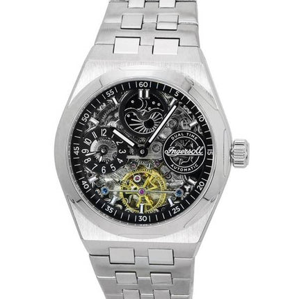 Ingersoll Broadway Dual Time Skeleton musta kellotaulu automaattinen miesten kello I12901