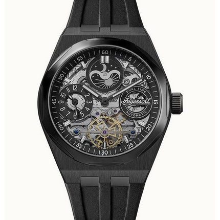 Ingersoll The Broadway Moonphase Dual Time Black Skeleton Kellotaulu I12908 Miesten Kello