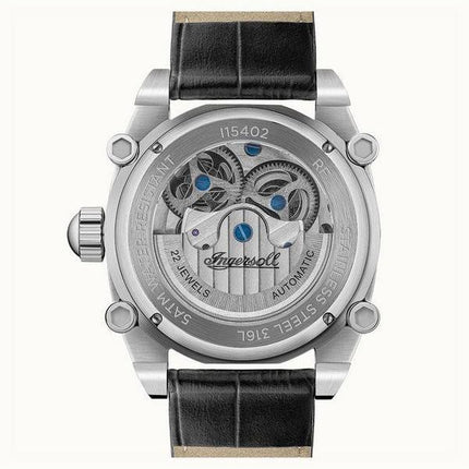 Ingersoll The Varsity Sun &amp, Moon Phase nahkahihna luuranko Harmaa kellotaulu automaattinen I15402 miesten kello