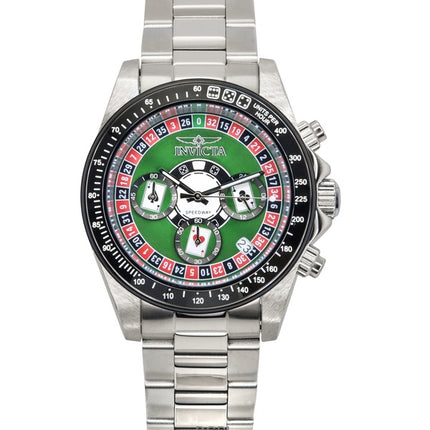 Invicta Speedway Roulette Casino Chronograph GMT Green Dial Quartz 44642 200M Miesten kello