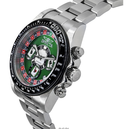 Invicta Speedway Roulette Casino Chronograph GMT Green Dial Quartz 44642 200M Miesten kello