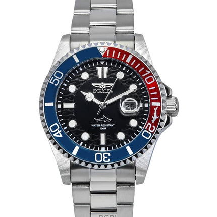 Invicta Pro Diver ruostumattomasta teräksestä valmistettu musta kellotaulu Pepsi Bezel Quartz 44708 100M miesten kello