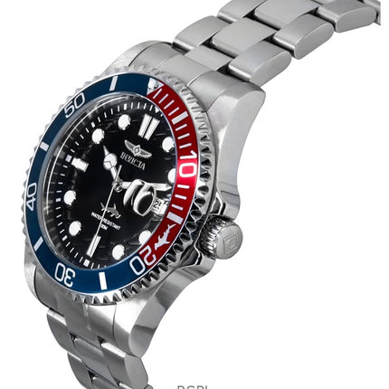 Invicta Pro Diver ruostumattomasta teräksestä valmistettu musta kellotaulu Pepsi Bezel Quartz 44708 100M miesten kello