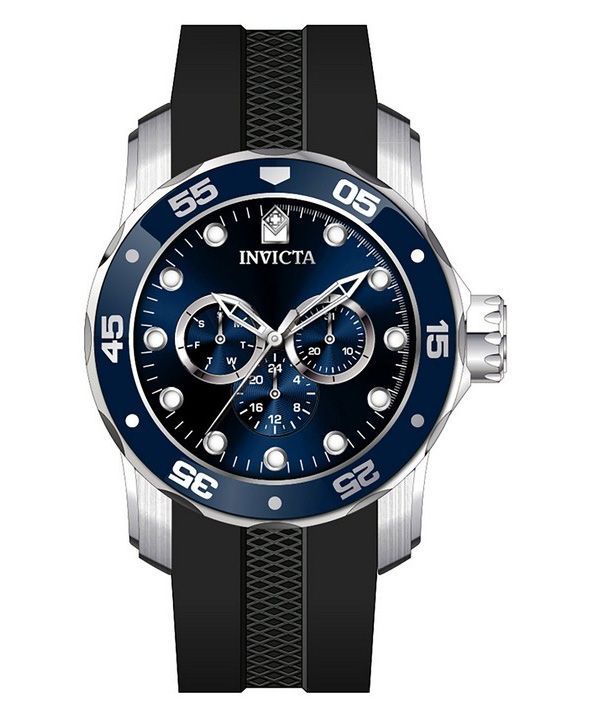 Invicta Pro Diver Scuba GMT silikonihihna sininen kellotaulu kvartsi 45722 50M miesten kello