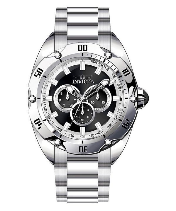 Invicta Venom GMT ruostumattomasta teräksestä valmistettu musta kellotaulu kvartsi 45729 100M miesten kello