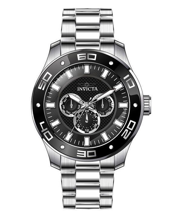 Invicta Pro Diver Scuba GMT ruostumaton teräs musta kellotaulu kvartsi 45756 100M miesten kello