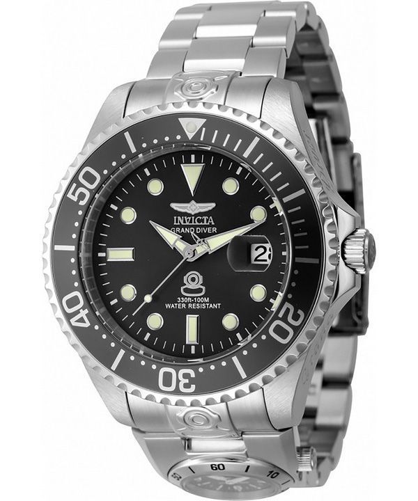 Invicta Pro Diver Dual Time ruostumattomasta teräksestä musta kellotaulu automaattinen 45812 100M miesten kello