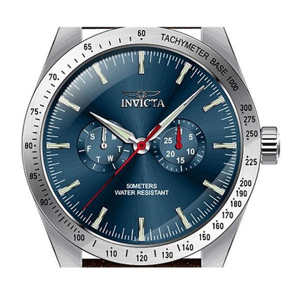 Invicta Specialty Tachymeter Nahkahihna Sininen Kellotaulu Quartz 45978 Miesten kello