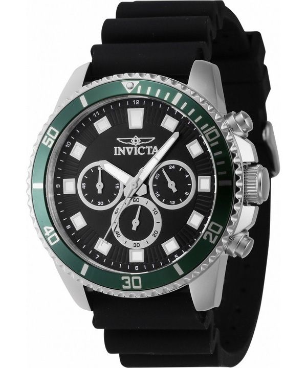 Invicta Pro Diver Chronograph Silikonihihna Musta Kellotaulu Quartz 46086 Miesten kello