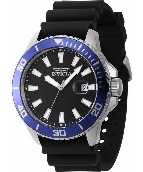 Invicta Pro Diver silikonihihna, musta kellotaulu kvartsi 46089 miesten kello