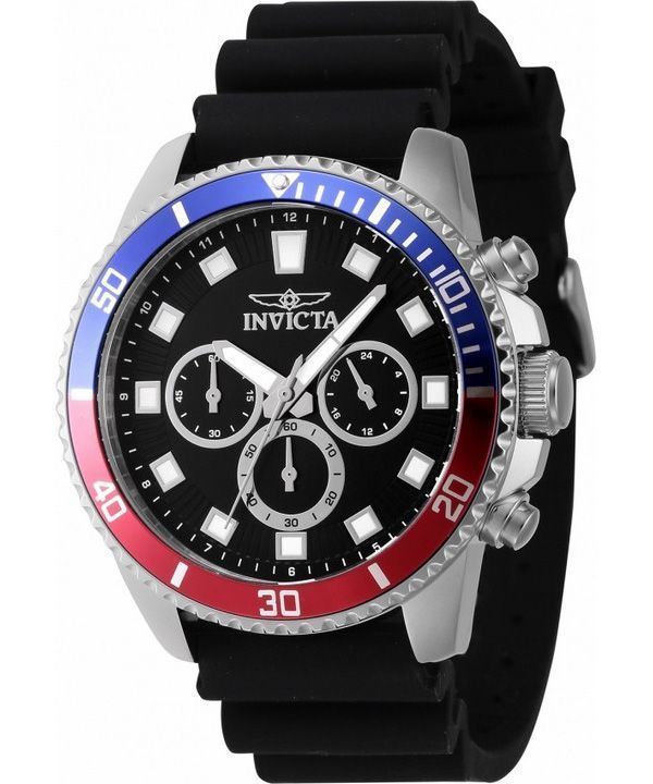 Invicta Pro Diver Chronograph Silikonihihna Musta Kellotaulu Quartz 46119 Miesten kello