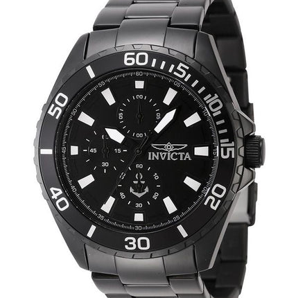 Invicta Ocean Voyage Chronograph ruostumattomasta teräksestä valmistettu musta kellotaulu kvartsi 46284 miesten kello