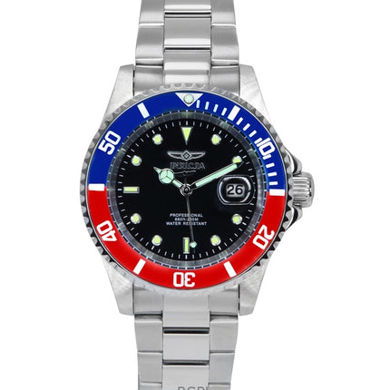 Invicta Pro Diver ruostumattomasta teräksestä valmistettu musta kellotaulu Pepsi Bezel Quartz 47354 200M miesten kello