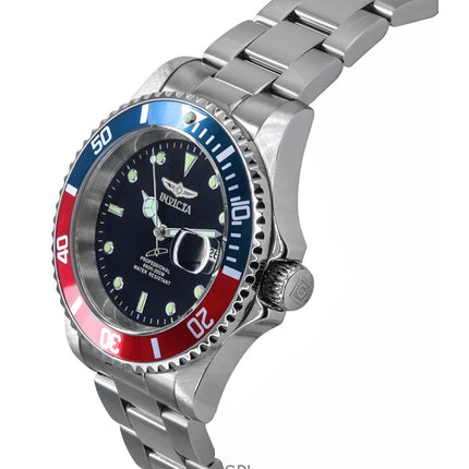 Invicta Pro Diver ruostumattomasta teräksestä valmistettu musta kellotaulu Pepsi Bezel Quartz 47354 200M miesten kello