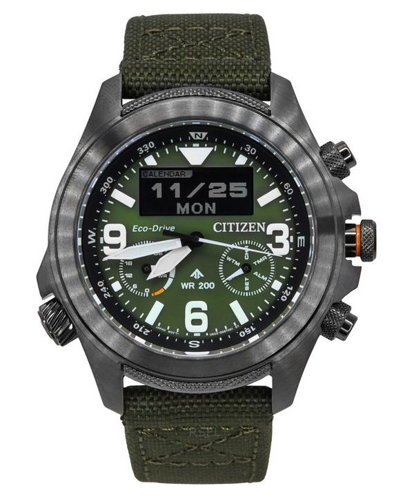 Citizen Promaster Land 35 vuotta Chronograph Green Dial Eco-Drive JV1005-02W 200M miesten kello