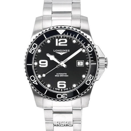 Longines HydroConquest Sunray Black Super-LumiNov-kellonäytön automaattisella sukeltajalla L3.781.4.56.6 300M miesten kello