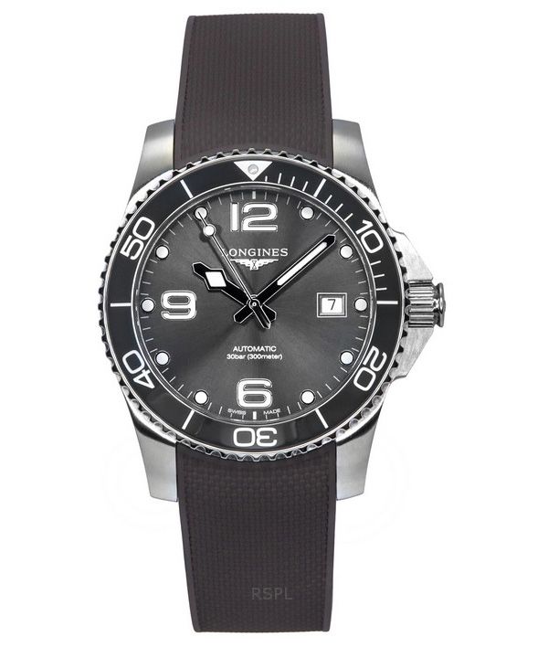 Longines Hydroconquest kumihihna Sunray Grey kellotaulu automaattinen sukeltaja L3.781.4.76.9 300M miesten kello