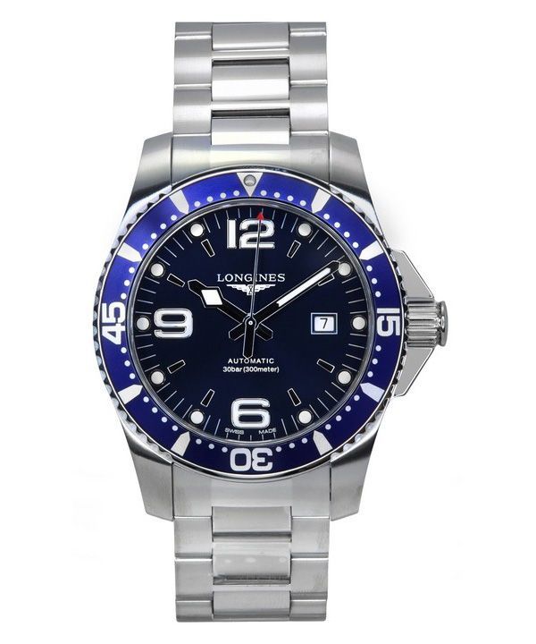 Longines Hydroconquest ruostumaton teräs Sunray Blue kellotaulu automaattinen sukeltaja L3.781.4.96.6 300M miesten kello