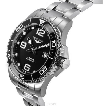 Longines Hydroconquest ruostumaton teräs Sunray musta kellotaulu automaattinen sukeltaja L3.782.4.56.6 300M miesten kello