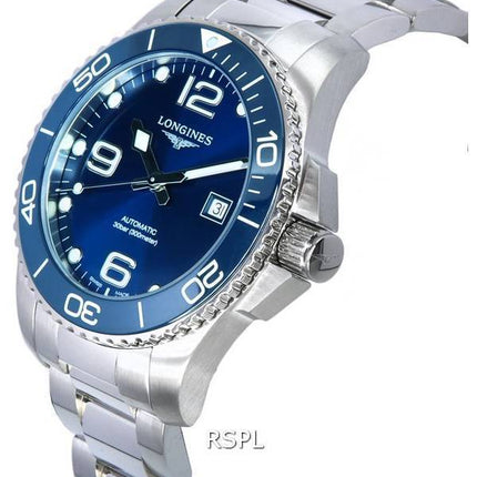 Longines HydroConquest Sunray Blue Super-LumiNova-kellonäytön automaattisella sukeltajalla L3.782.4.96.6 300M miesten kello