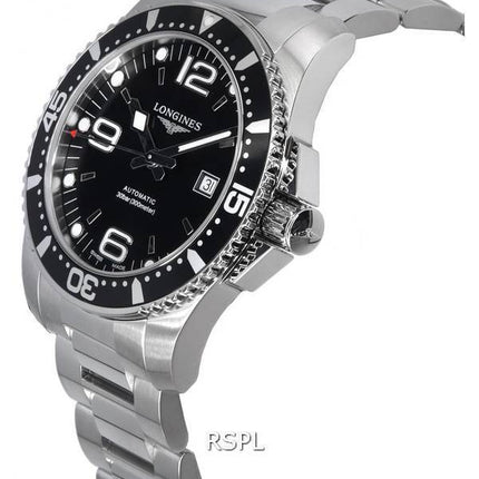 Longines HydroConquest Sunray Black Super-LumiNova kellotaululla automaattisella sukeltajalle L3.841.4.56.6 300M miesten kello