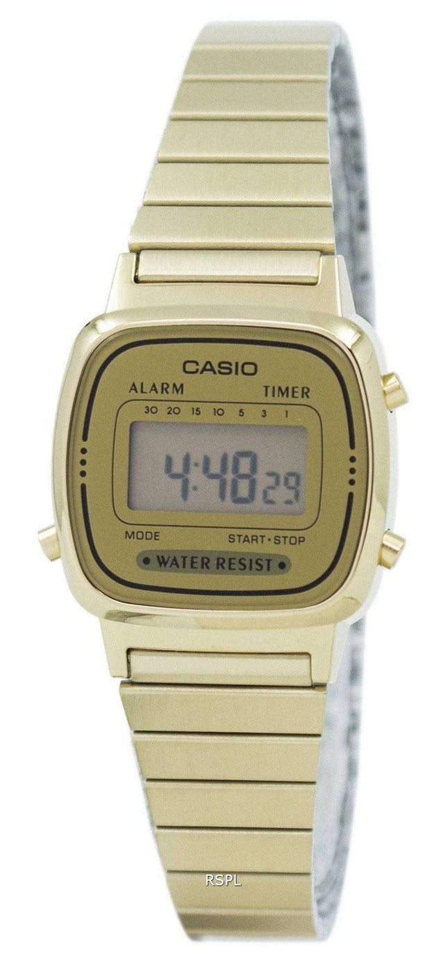 Casio digitaalinen ruostumattoman teräksen hälytysajastin LA670WGA-9DF LA670WGA-9 naistenkello