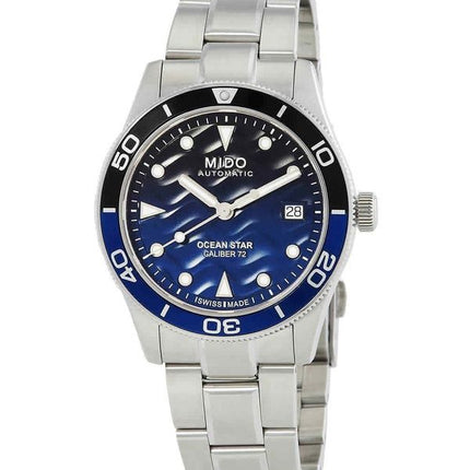 Mido Ocean Star ruostumattomasta teräksestä valmistettu sininen kaltevuuskellotaulu automaattinen sukeltaja M026.907.11.041.00 2