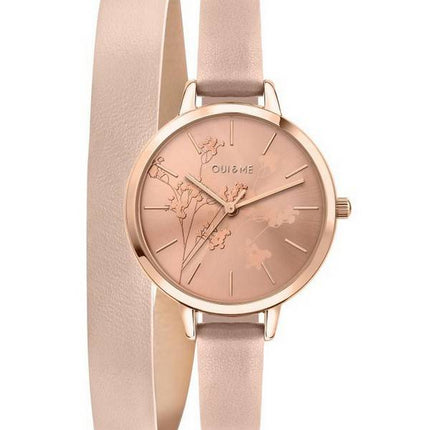 Oui &amp, Me Petite Amourette Rose Gold Sunray kellotaulu nahkaranneke kvartsi ME010049 naisten kello