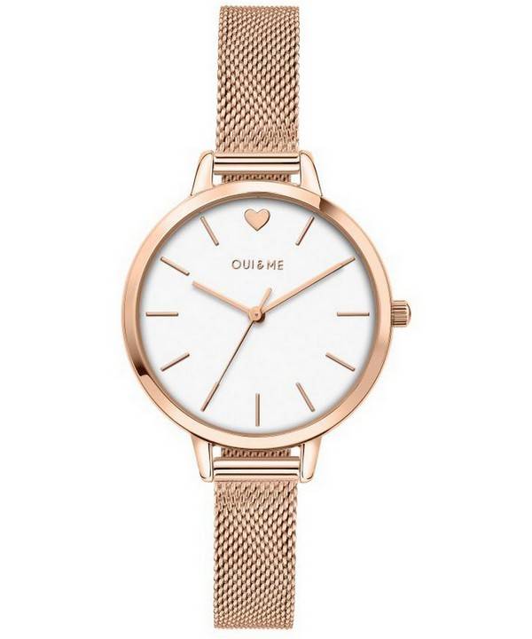 Oui &amp, Me Petite Amourette White Kellotaulu Rose Gold Sävy ruostumaton teräs kvartsi ME010051 naisten kello