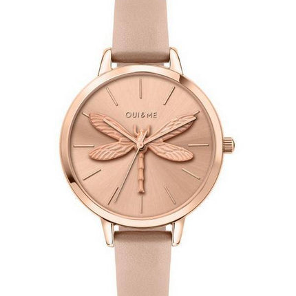 Oui &amp, Me Amourette Rose Gold Sunray kellotaulu nahkaranneke kvartsi ME010100 naisten kello