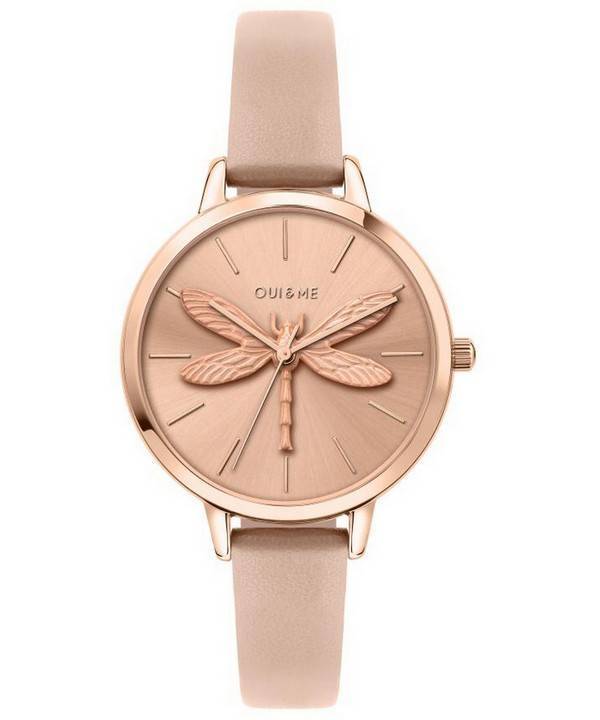 Oui &amp, Me Amourette Rose Gold Sunray kellotaulu nahkaranneke kvartsi ME010100 naisten kello