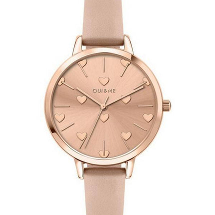 Oui &amp, Me Petite Amourette Rose Gold Sunray kellotaulu nahkaranneke kvartsi ME010106 naisten kello