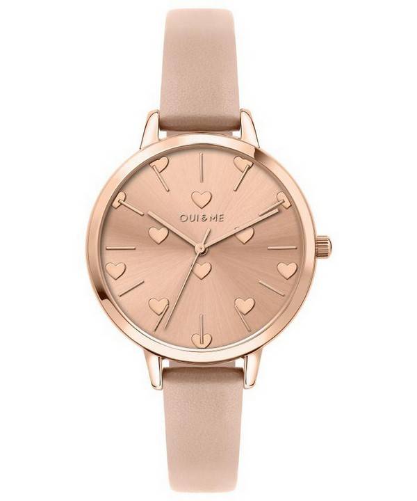 Oui &amp, Me Petite Amourette Rose Gold Sunray kellotaulu nahkaranneke kvartsi ME010106 naisten kello