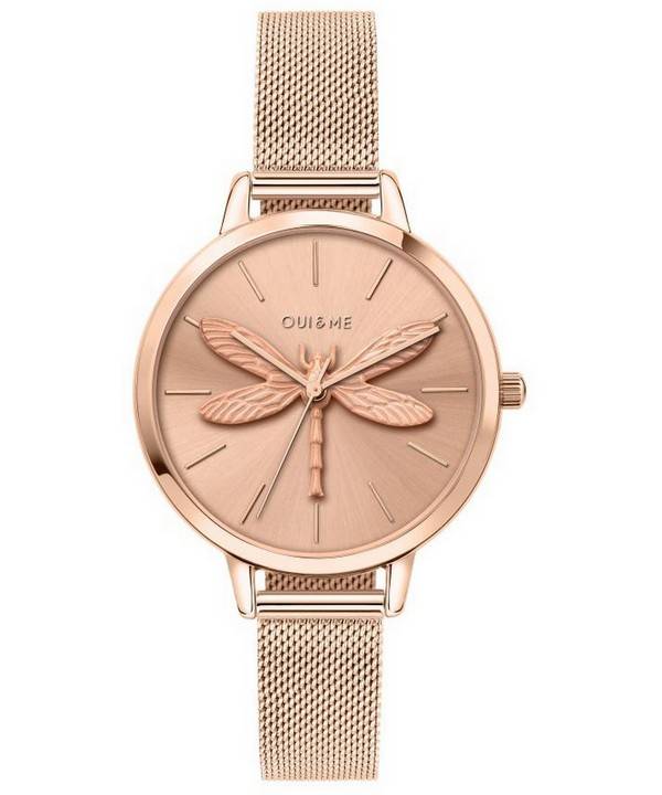 Oui &amp, Me Amourette Rose Gold Tone ruostumattomasta teräksestä valmistettu kvartsi ME010136 naisten kello