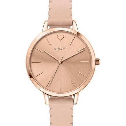 Oui &amp, Me Amourette Rose Gold kiiltävä kellotaulu nahkaranneke kvartsi ME010144 naisten kello