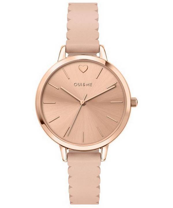 Oui &amp, Me Amourette Rose Gold kiiltävä kellotaulu nahkaranneke kvartsi ME010144 naisten kello