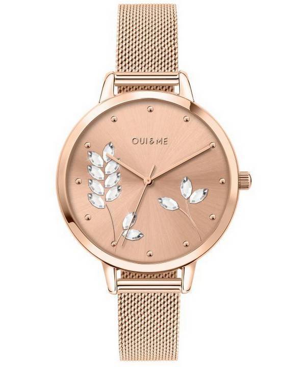 Oui &amp, Me Grande Fleurette Rose Gold Tone ruostumattomasta teräksestä valmistettu kvartsi ME010155 naisten kello