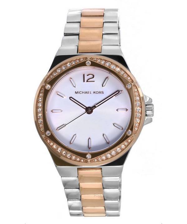 Michael Kors Lennox Crystal Accents hopea kellotaulu kvartsi MK6989 naisten kello