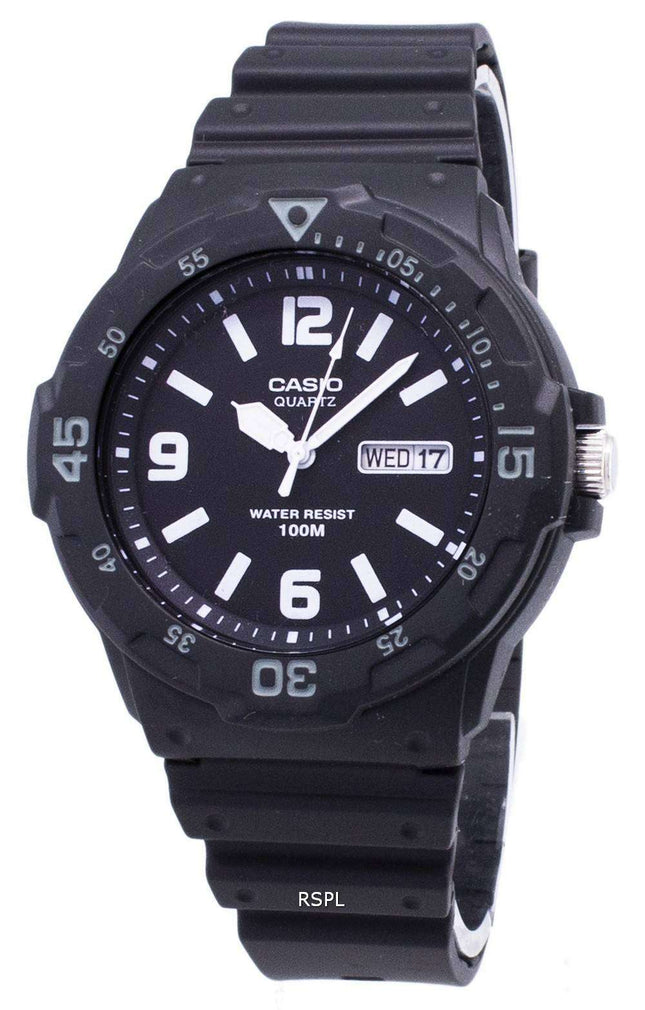 Casio Quartz Analoginen 100M musta hartsihihna MRW-200H-1B2VDF MRW200H-1B2VDF miesten kello