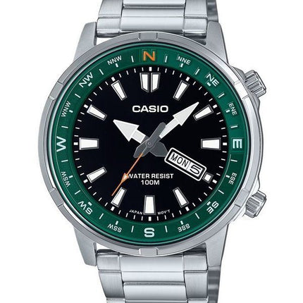 Casio Standard Analoginen ruostumaton teräs musta kellotaulu kvartsi MTD-130D-1A3V 100M miesten kello