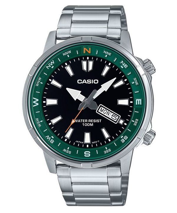 Casio Standard Analoginen ruostumaton teräs musta kellotaulu kvartsi MTD-130D-1A3V 100M miesten kello