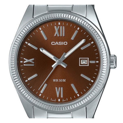 Casio Standard analoginen ionipinnoitettu ruostumaton teräs ruskea kellotaulu kvartsi MTP-1302DD-5AV miesten kello