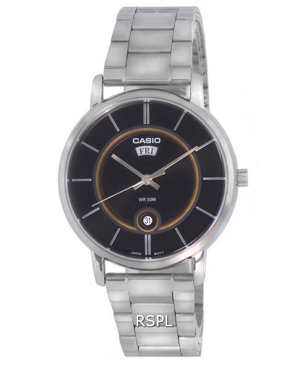 Casio Analoginen ruostumattomasta teräksestä valmistettu musta kellotaulu kvartsi MTP-B120D-1A MTPB120D-1 miesten kello